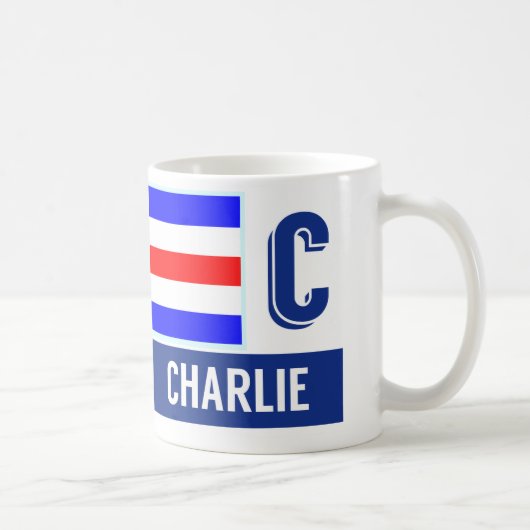 Seeflaggen-Alphabet "C" Charlie Kaffeetasse (Rechts)