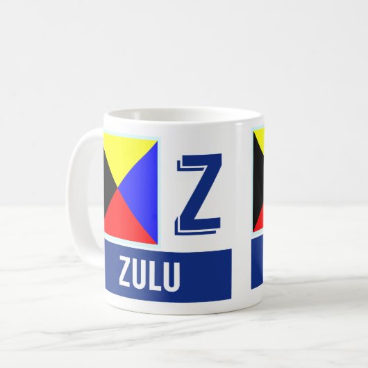 Seeflaggen-Alphabet"Z" Zulu Kaffeetasse (Vorderseite Links)