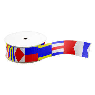 Seeflaggen beschriftet A (Alpha) - M (Mike) Ripsband