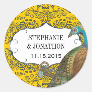 Seeflotter und Senf Peacock Love Bird Wedding Sieg Runder Aufkleber