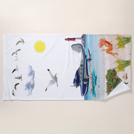 Seeflugzeug-Abenteuer-Tuch Strandtuch (Vorderseite)