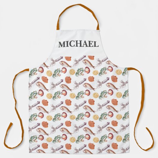 Seefrüchte Krebserkrankung Koch Monogramm Schürze (Vorderseite)