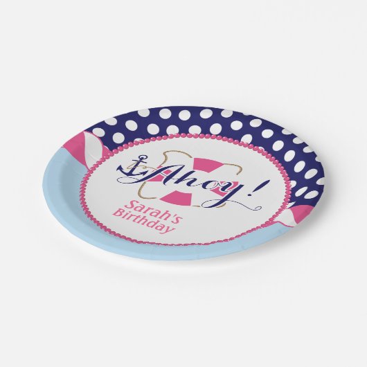 Seegeburtstags-Party-Teller Pappteller (Schrägansicht)