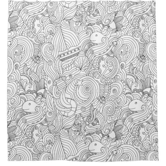 Seegekritzel Duschvorhang (Vorderseite)