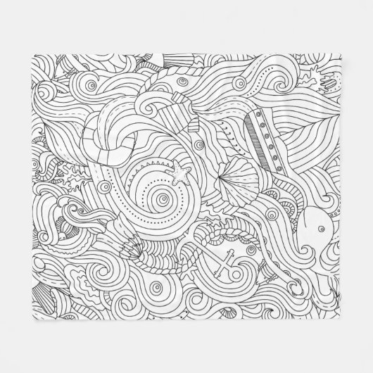 Seegekritzel Fleecedecke (Vorderseite (Horizontal))