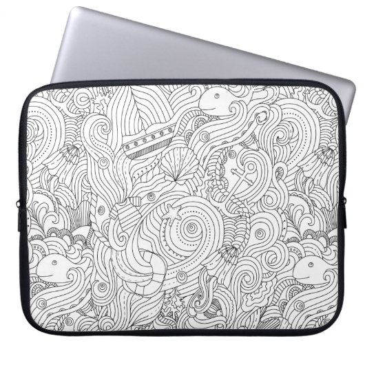 Seegekritzel Laptopschutzhülle (Vorderseite)