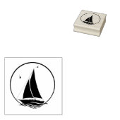 Seegelboot/Möwen/Wellen Gummistempel (Stempel)