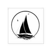 Seegelboot/Möwen/Wellen Gummistempel (Prägung)