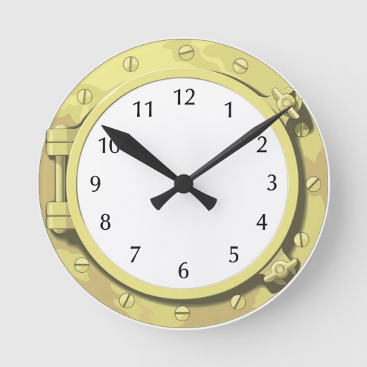 Seegeschenk: Öffnung von einem Segelschiff oder Runde Wanduhr (Vorderseite)