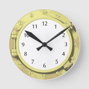 Seegeschenk: Öffnung von einem Segelschiff oder Runde Wanduhr