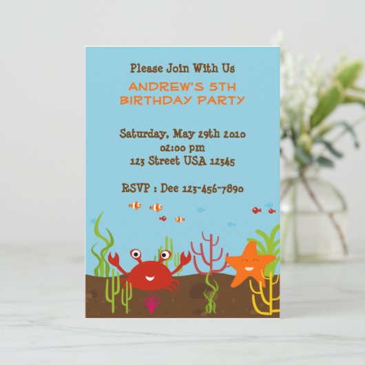 Seegeschöpf-12x18 Party Einladung (Stehend Vorderseite)