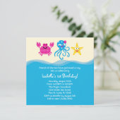 Seegeschöpf-Mädchen-Geburtstags-Einladung Einladung (Stehend Vorderseite)