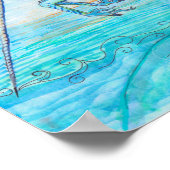 Seegewässer Einhorn Leaping Long Horn Poster (Ecke)