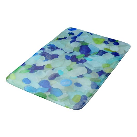 Seeglas, Strandglaskobaltblau, Grün, Aqua Badematte (Schrägansicht)