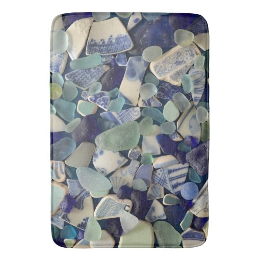 Seeglas, Strandglaskobaltblau, Grün, Aqua Badematte (Vorderseite Vertikal)