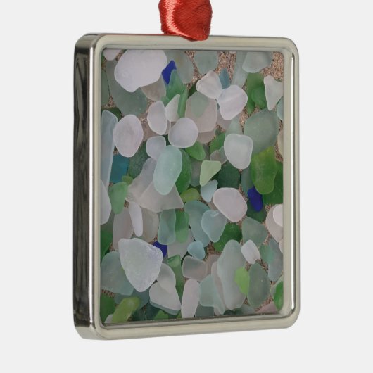 Seeglas vom Ozean Silbernes Ornament (Rechts)