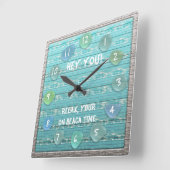 Seeglasstrand-Treibholz-Blick-Ozean-Strand-Zeit Quadratische Wanduhr (Winkel)