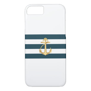 Seegoldanker-Marine Stripes iPhone 7 Kasten Case-Mate iPhone Hülle