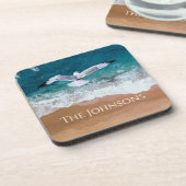 Seegras über der Meeresküste Getränkeuntersetzer (Linke Seite)