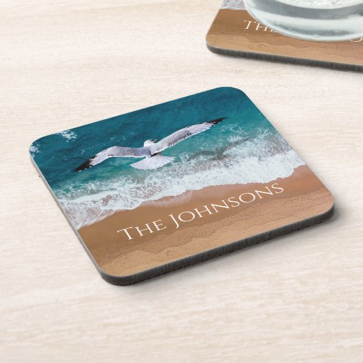 Seegras über der Meeresküste Getränkeuntersetzer (Linke Seite)