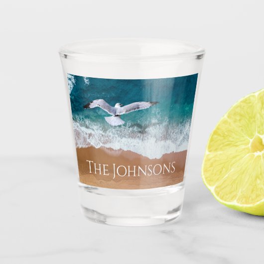 Seegras über der Meeresküste Schnapsglas (Vorderseite)