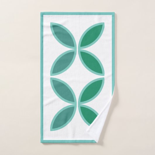 Seegras und aquamarines Blumenmuster auf Weiß Badhandtuch Set (Handtuch)