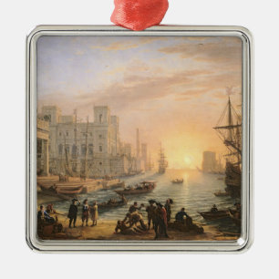 Seehafen an Sonnenuntergang, 1639 Silbernes Ornament