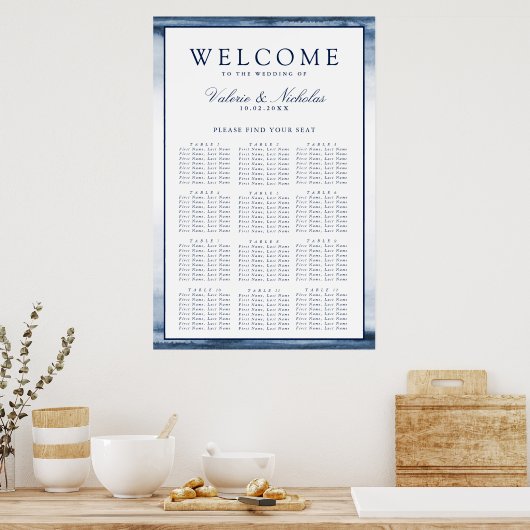 Seehafen Fog Wedding | 12 Tabelle Seating Chart Poster (Küche)