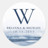 Seehafen Fog Wedding | Custom Monogram Runder Aufkleber (Vorderseite)
