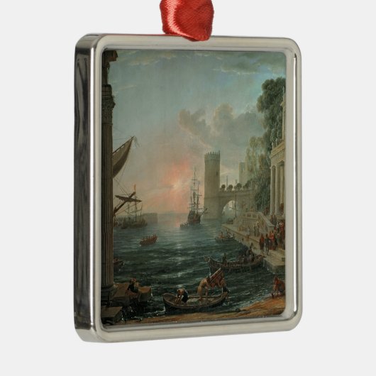 Seehafen mit der Einschiffung Silbernes Ornament (Rechts)