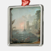 Seehafen mit der Einschiffung Silbernes Ornament (Links)