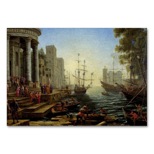 Seehafen mit der Einschiffung von Saint Ursula Tischnummer (Vorderseite)