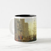 Seehafen mit der Einschiffung von St Ursula Zweifarbige Tasse (Vorderseite Links)