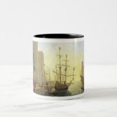 Seehafen mit der Einschiffung von St Ursula Zweifarbige Tasse (Mittel)