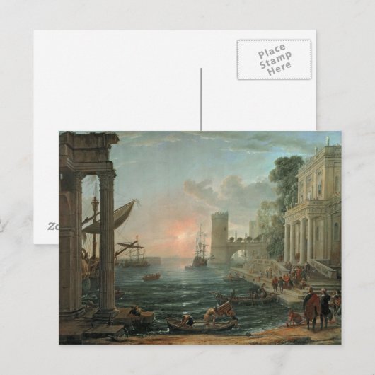 Seehafen mit Einschiffung Postkarte (Vorne/Hinten)