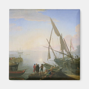Seehafen mit Sonnenuntergang Magnet