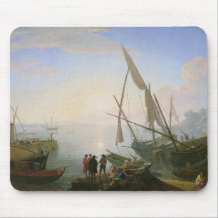 Seehafen mit Sonnenuntergang Mousepad