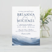 Seehafen Morning Wedding Einladung (Stehend Vorderseite)