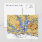 Seehafenkarte Venedig, Florida Postkarte (Vorne/Hinten)