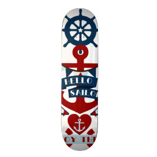 Seehallo-Seemann-Anker-Segel-Boots-Entwurf Skateboard