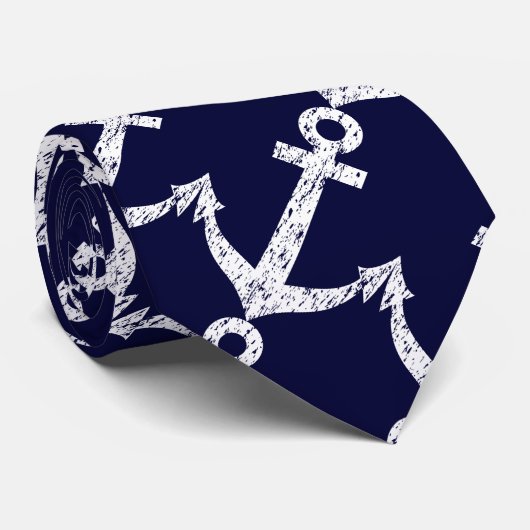Seehals-Krawatte mit Schiffsankermuster Krawatte (Gerollt)