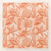 Seehand gezeichnetes Muster Glasuntersetzer (Vorderseite)