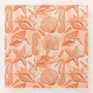 Seehand gezeichnetes Muster Glasuntersetzer