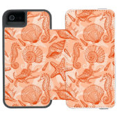 Seehand gezeichnetes Muster Incipio iPhone Geldbeutel-Hülle (Folio Geöffnet)