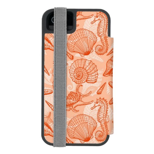 Seehand gezeichnetes Muster Incipio iPhone Geldbeutel-Hülle (Folio Rückseite)