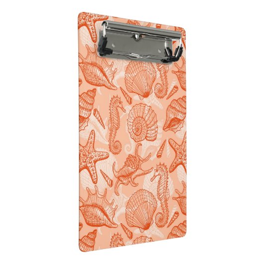 Seehand gezeichnetes Muster Mini Klemmbrett (Schrägansicht)