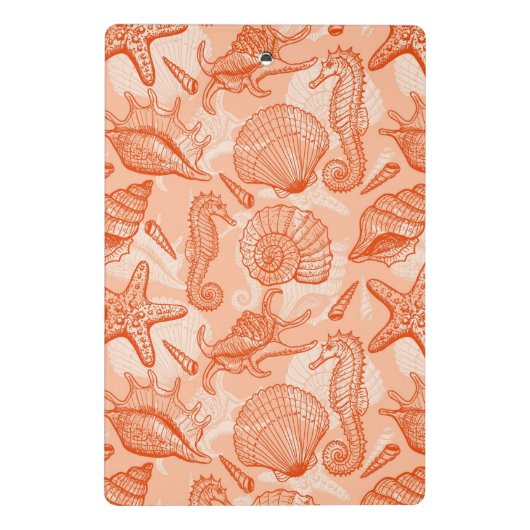 Seehand gezeichnetes Muster Mini Klemmbrett (Rückseite)