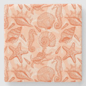 Seehand gezeichnetes Muster Steinuntersetzer (Vorderseite)