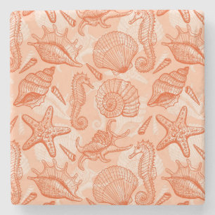 Seehand gezeichnetes Muster Steinuntersetzer