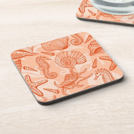 Seehand gezeichnetes Muster Untersetzer (Linke Seite)